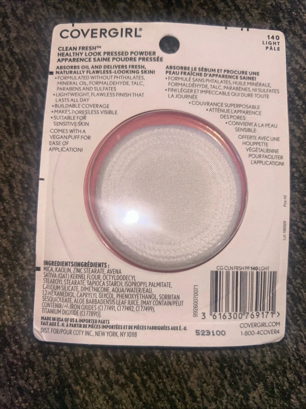 Covergirl Clean Fresh Pressed Face Powder, Light Pale #140 New In Package